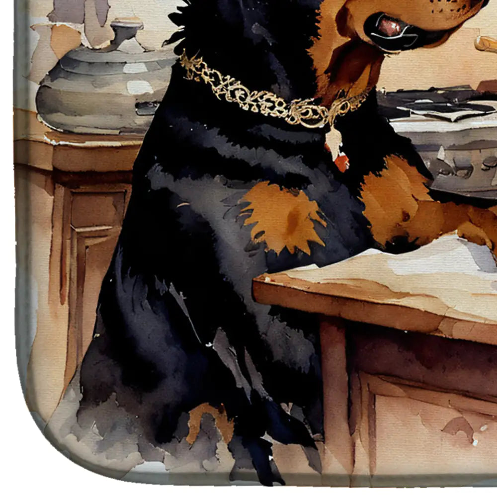 Rottweiler Fall Kitchen Pumpkins Dish Drying Mat