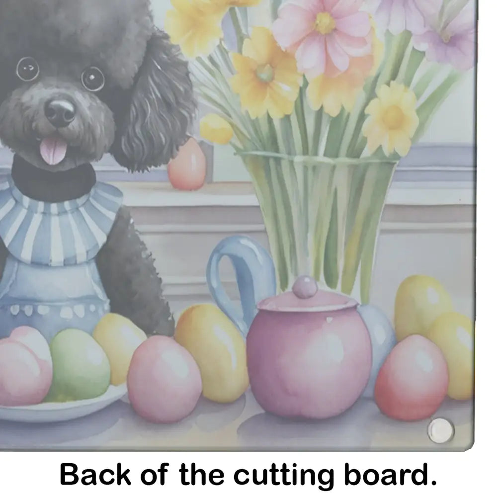 Decorating Easter Black Poodle Glass Cutting Board