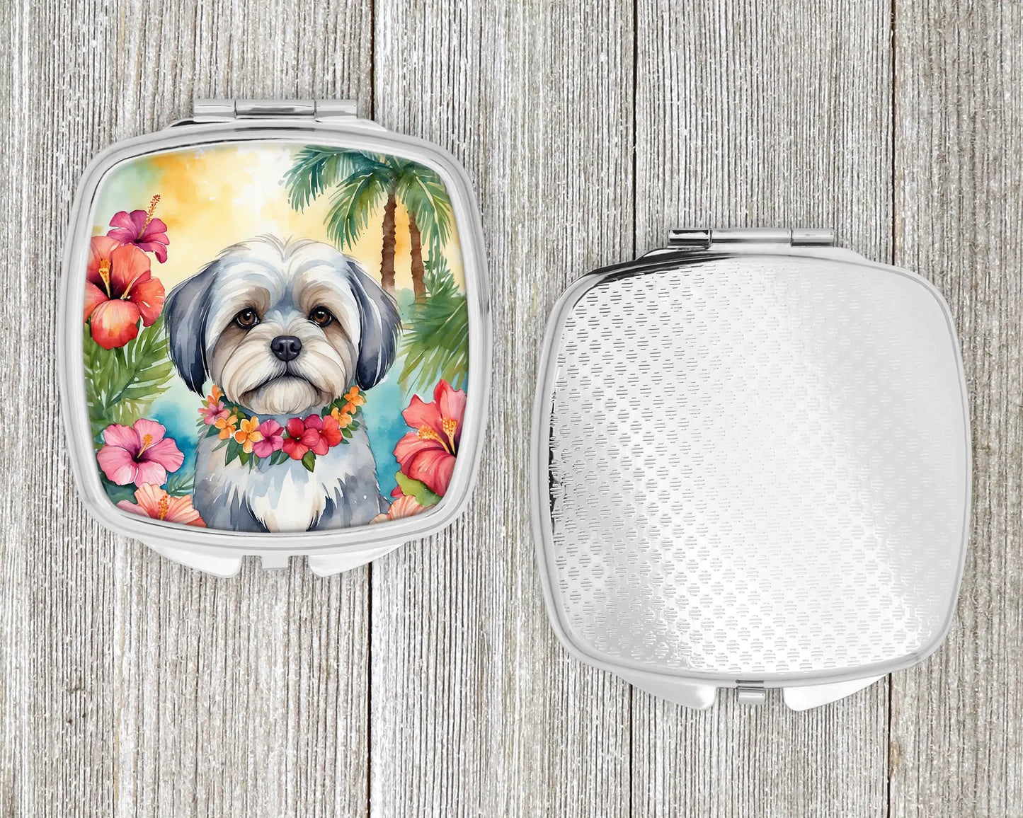 Lhasa Apso Luau Compact Mirror