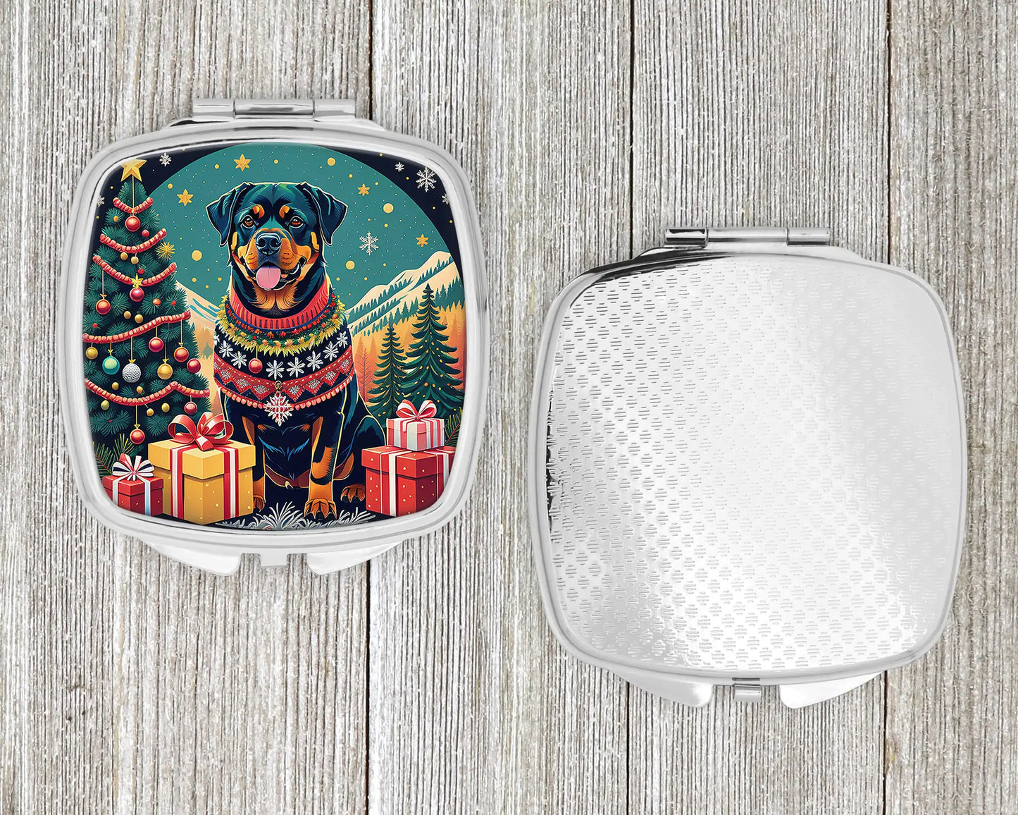 Rottweiler Christmas Compact Mirror