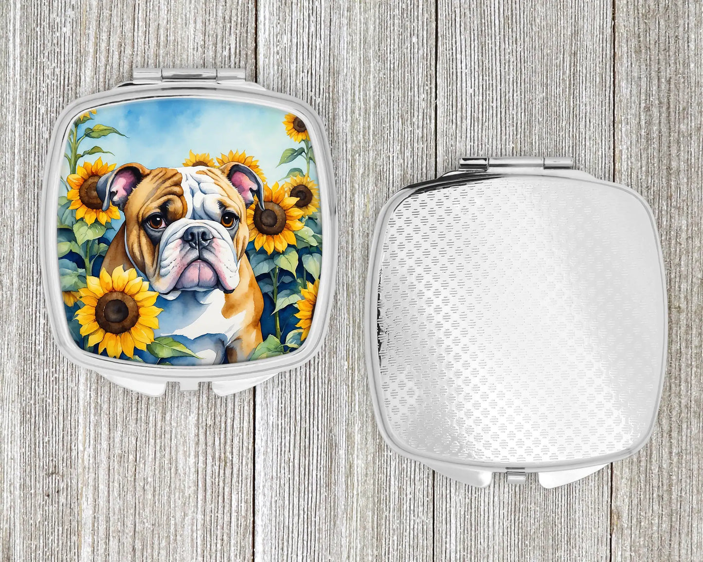 English Bulldog in Sunflowers Compact Mirror