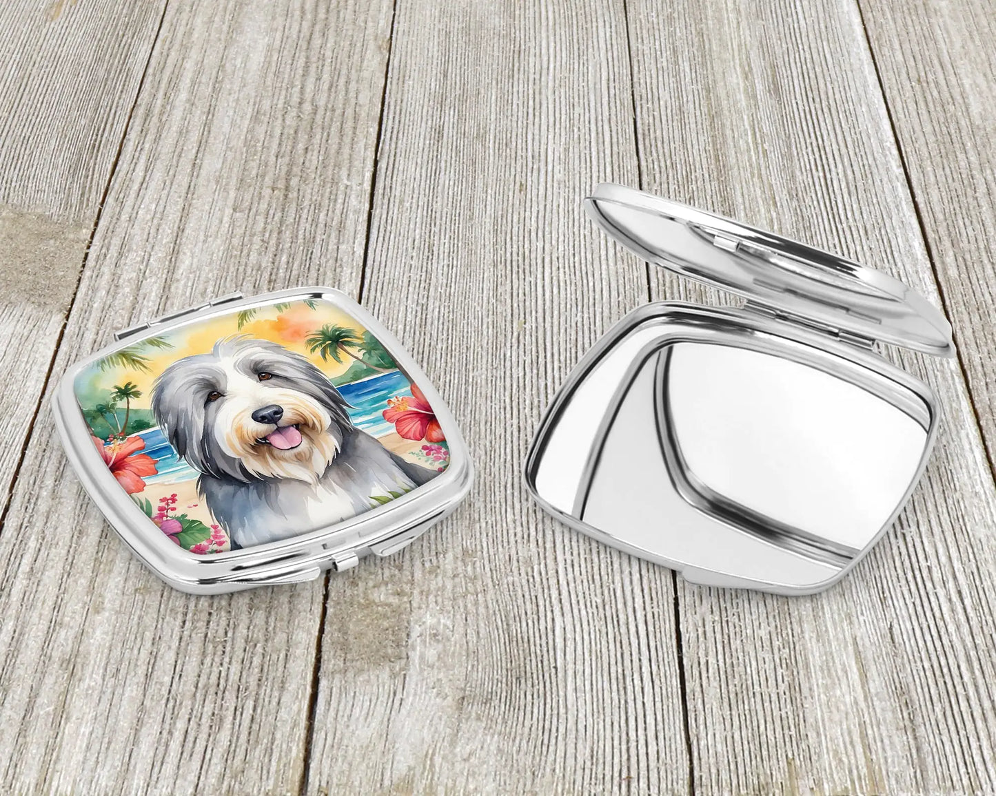 Bearded Collie Luau Compact Mirror