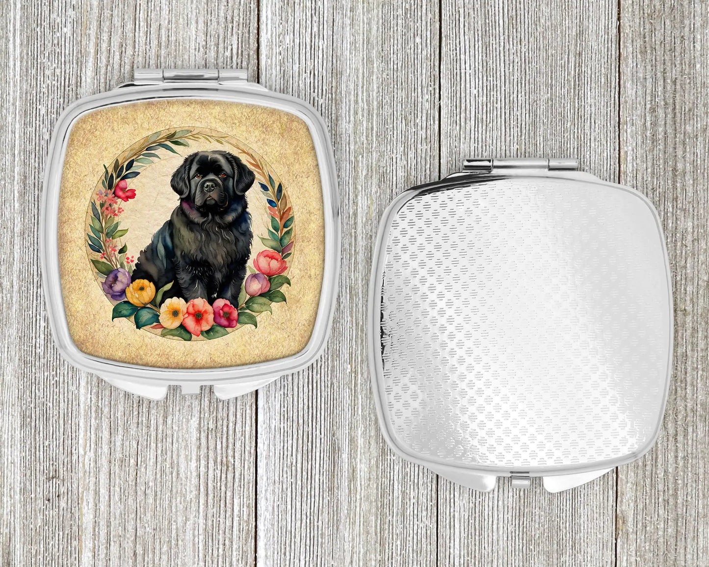 Newfoundland and Flowers Compact Mirror