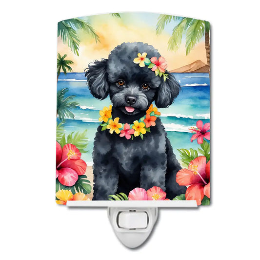 Black Poodle Luau Ceramic Night Light