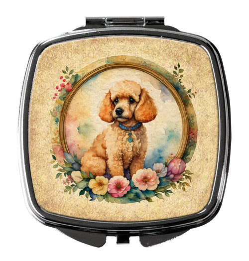 Poodle and Flowers Compact Mirror