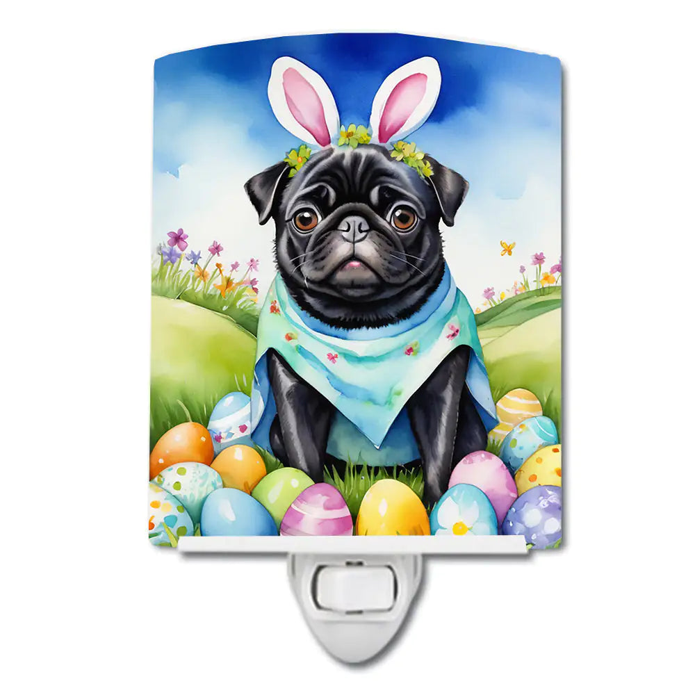 Pug Easter Egg Hunt Ceramic Night Light