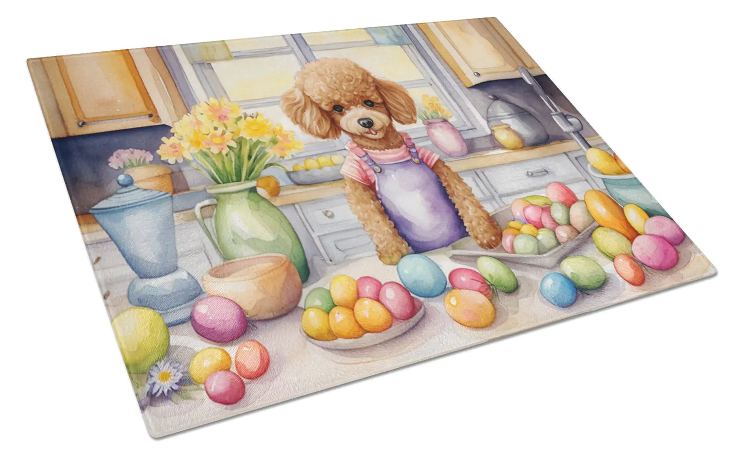 Decorating Easter Poodle Glass Cutting Board