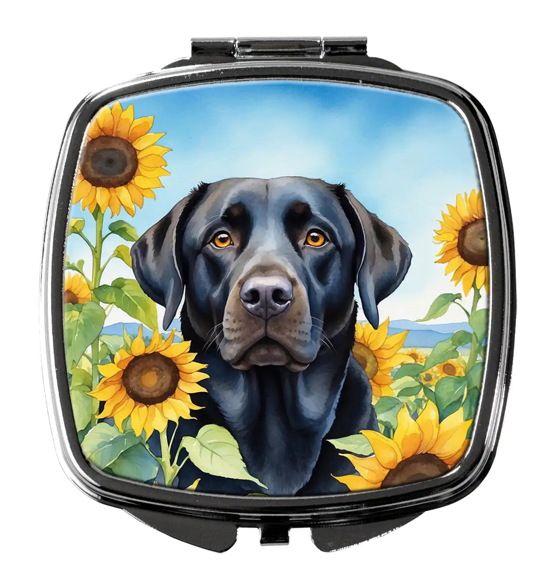 Labrador Retriever in Sunflowers Compact Mirror