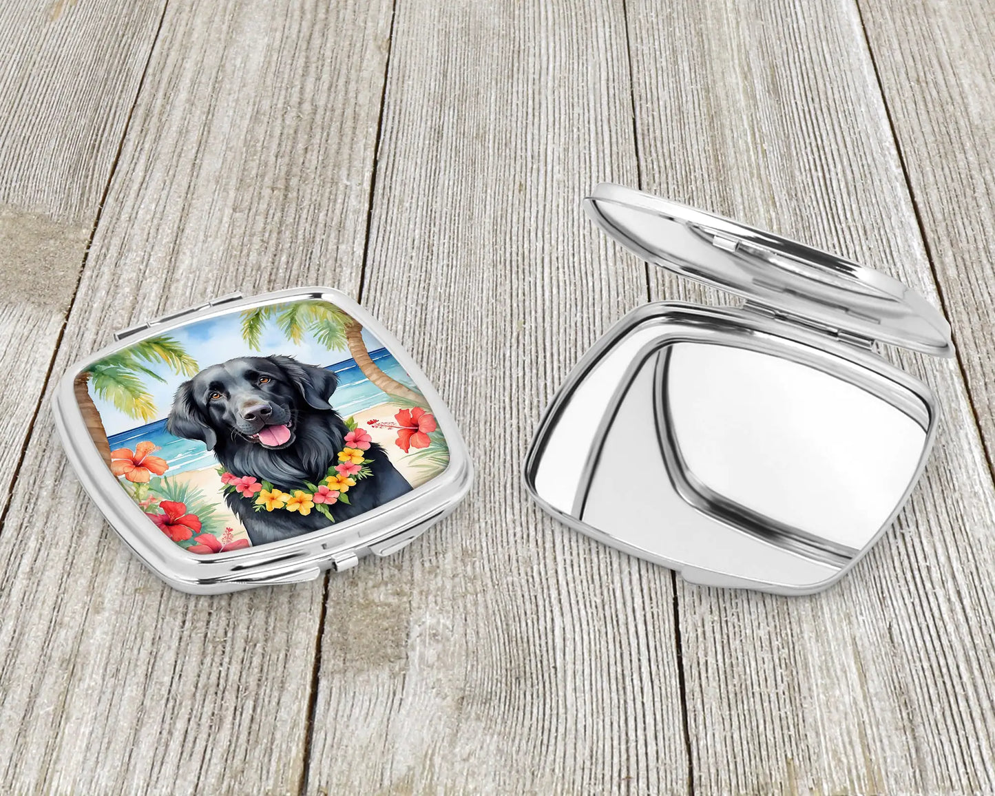 Flat-Coated Retriever Luau Compact Mirror