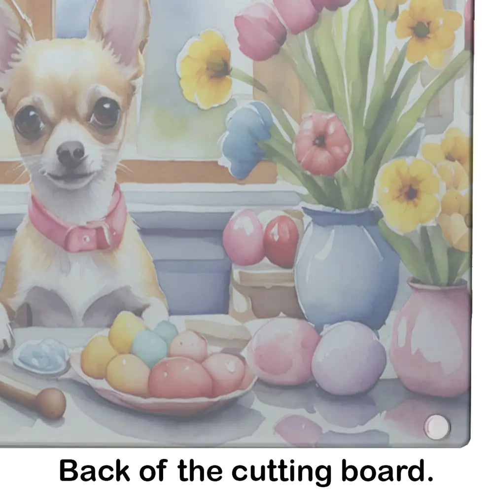 Decorating Easter Chihuahua Glass Cutting Board