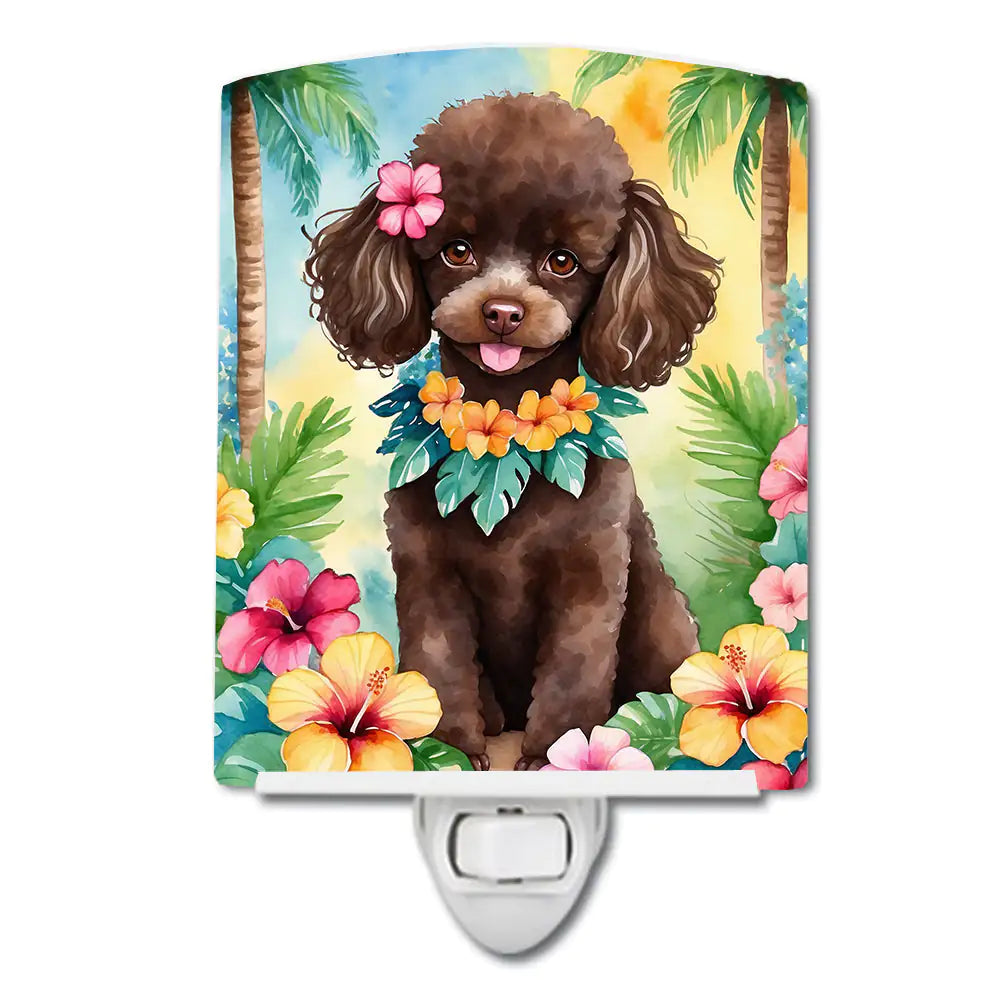 Chocolate Poodle Luau Ceramic Night Light