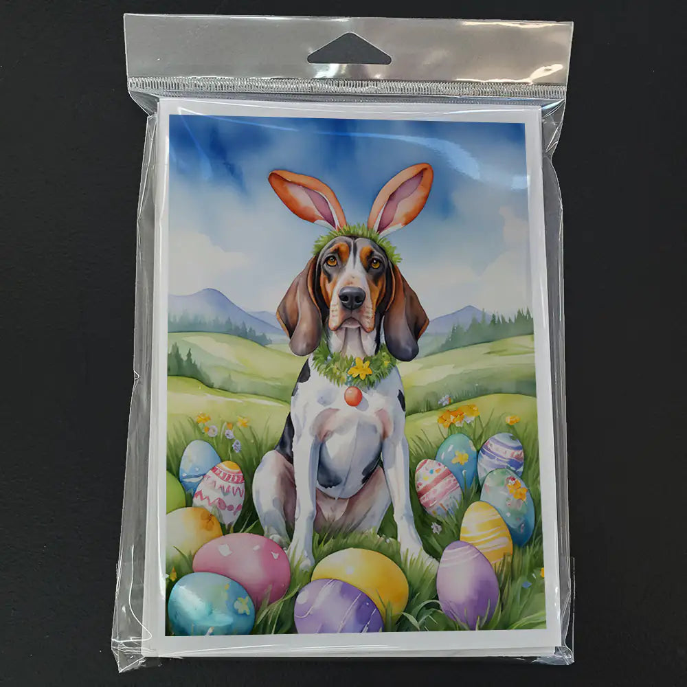 American English Coonhound Easter Egg Hunt Greeting Cards Pack of 8