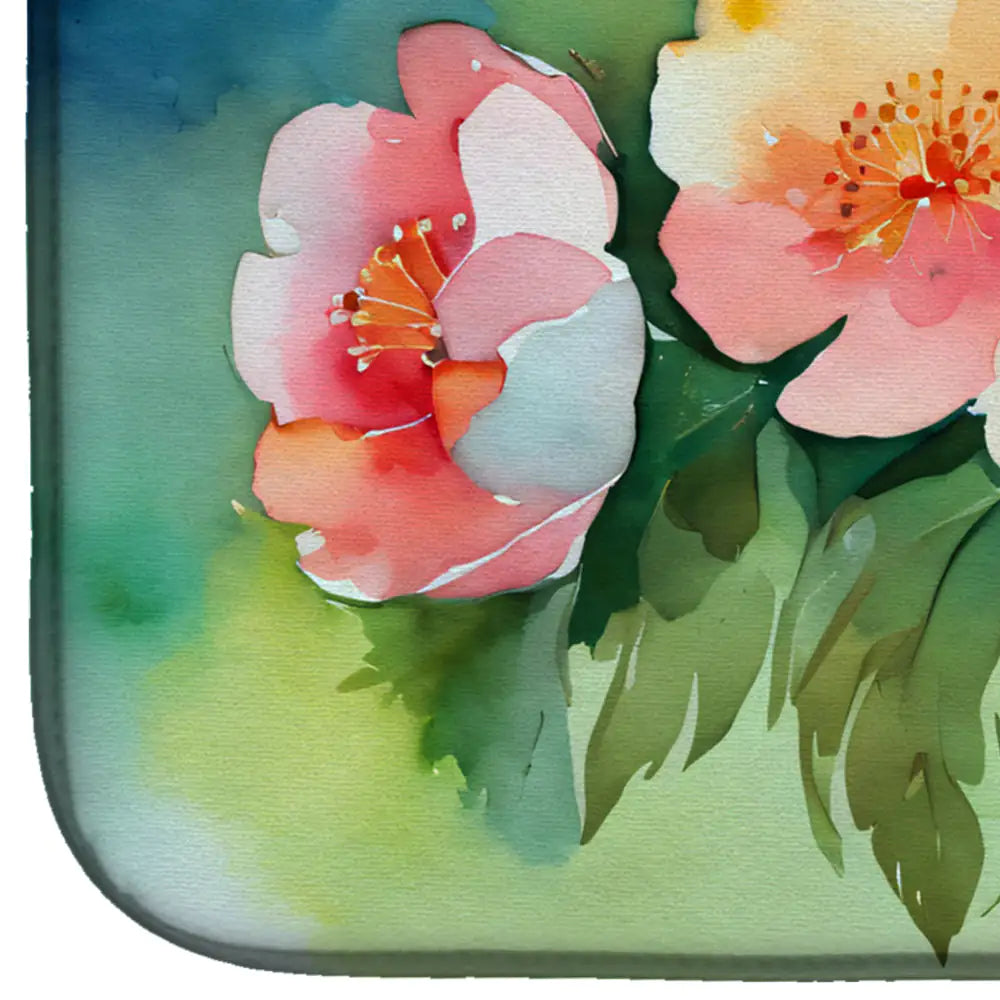 Georgia Cherokee Rose in Watercolor Dish Drying Mat