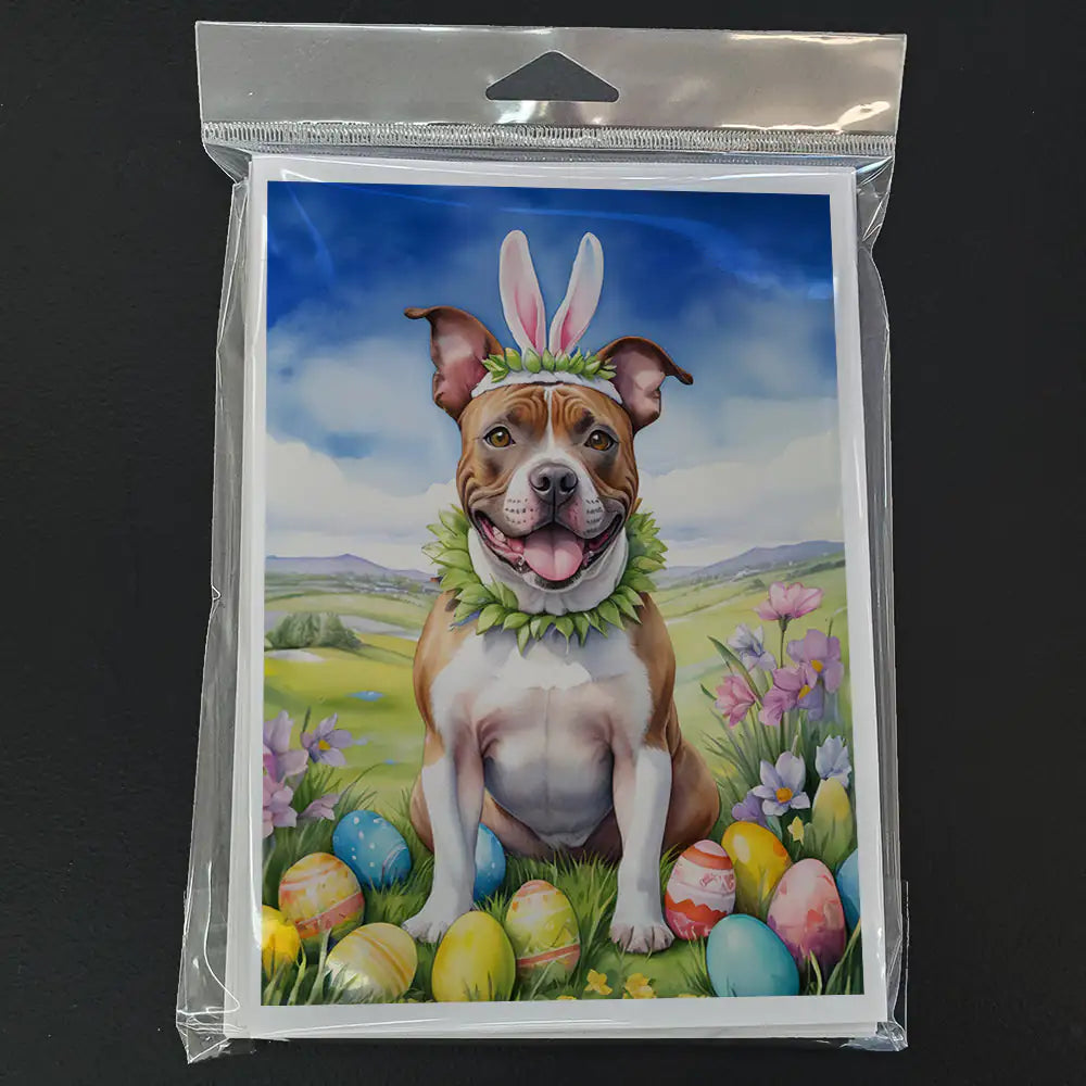 Staffordshire Bull Terrier Easter Egg Hunt Greeting Cards Pack of 8