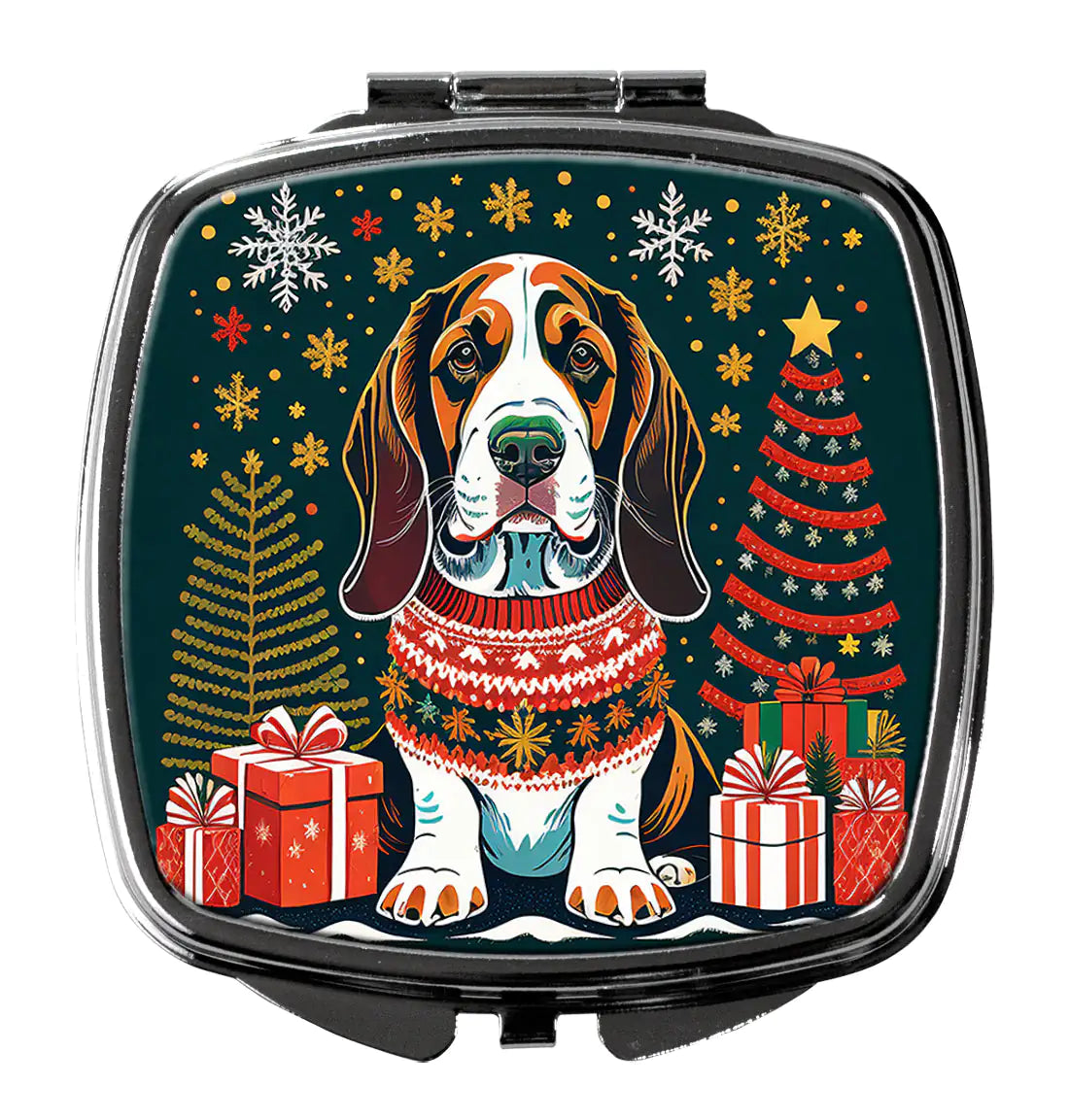 Basset Hound Christmas Compact Mirror
