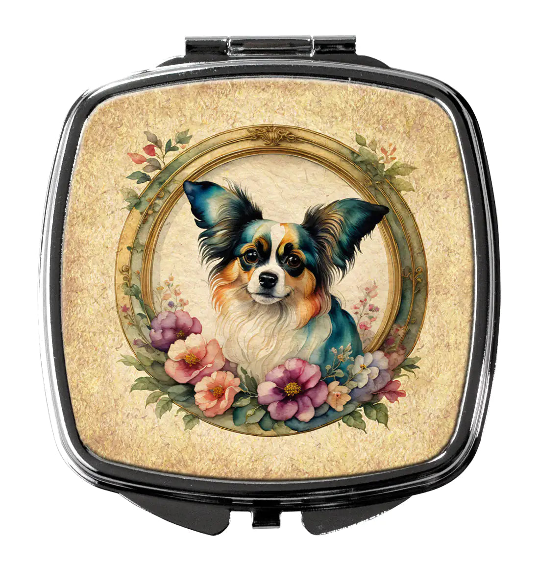 Papillon and Flowers Compact Mirror
