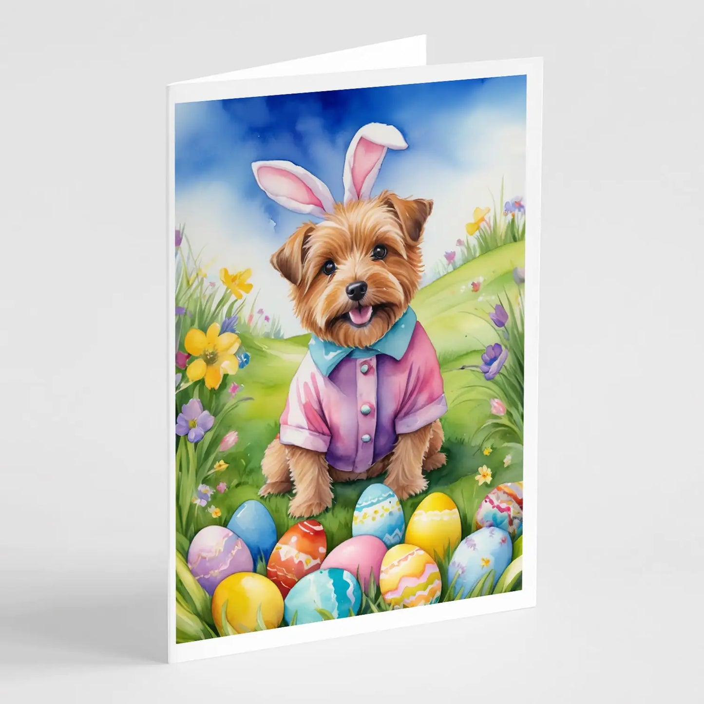 Norfolk Terrier Easter Egg Hunt Greeting Cards Pack of 8