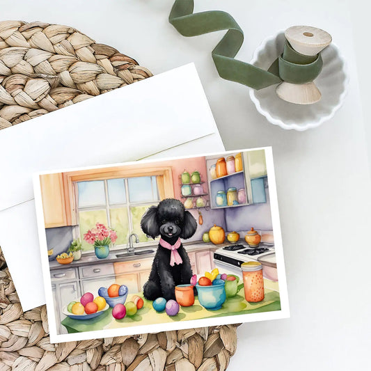 Decorating Easter Black Poodle Greeting Cards Pack of 8
