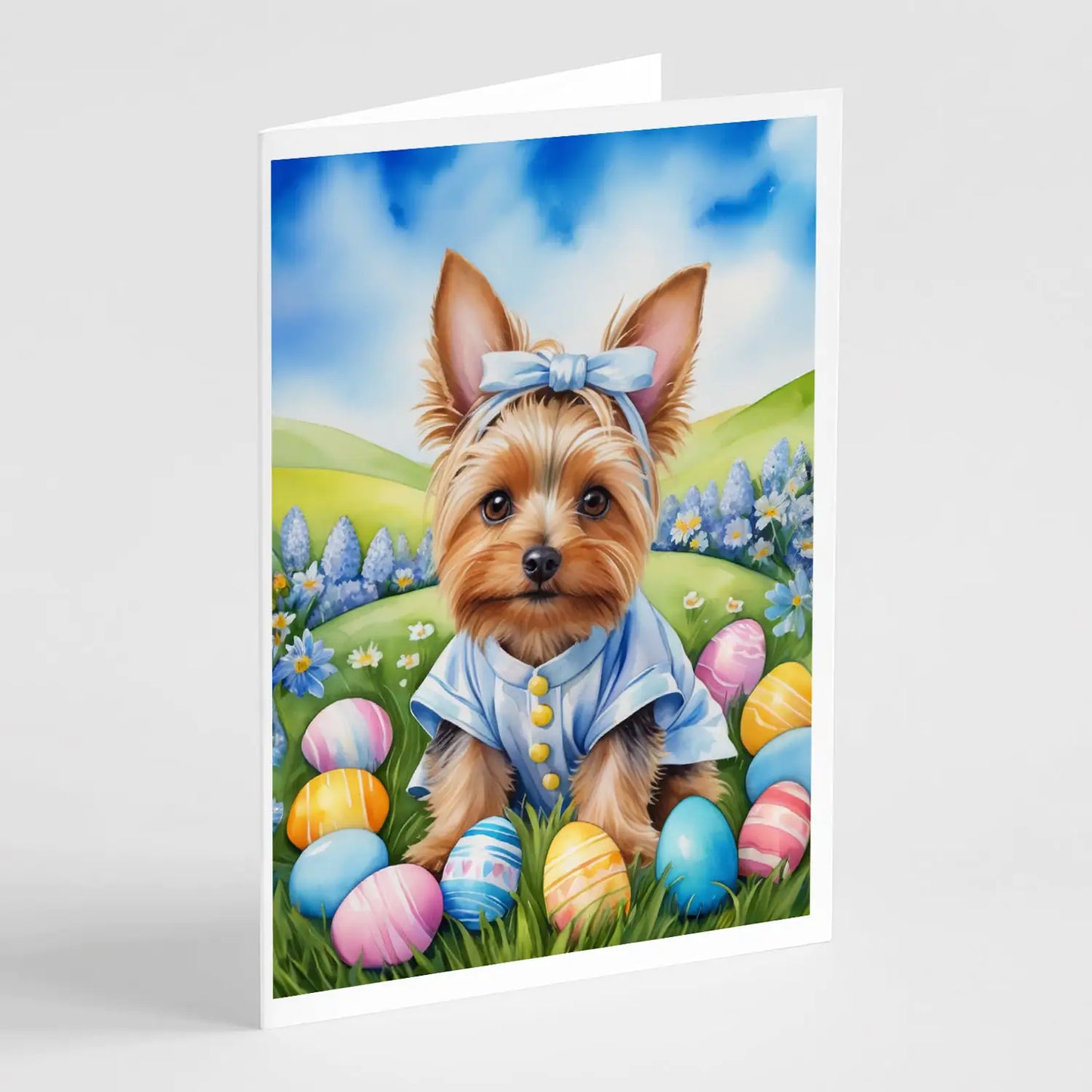 Silky Terrier Easter Egg Hunt Greeting Cards Pack of 8