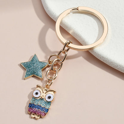 Hot Selling Dripping Oil Alloy Colorful Owl, Ladybug, Dark Flower, Ghost Face Keychain Bag Ornaments