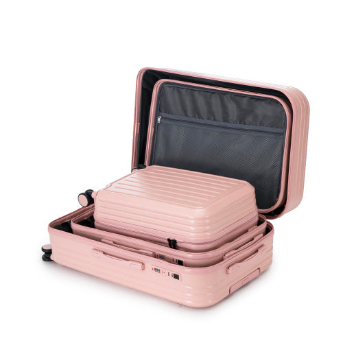 20  24  28   3 Pcsset In ABS 360 Spinner Wheel Luggage, Carry On Suitcase, With Cup Holder  USB Port