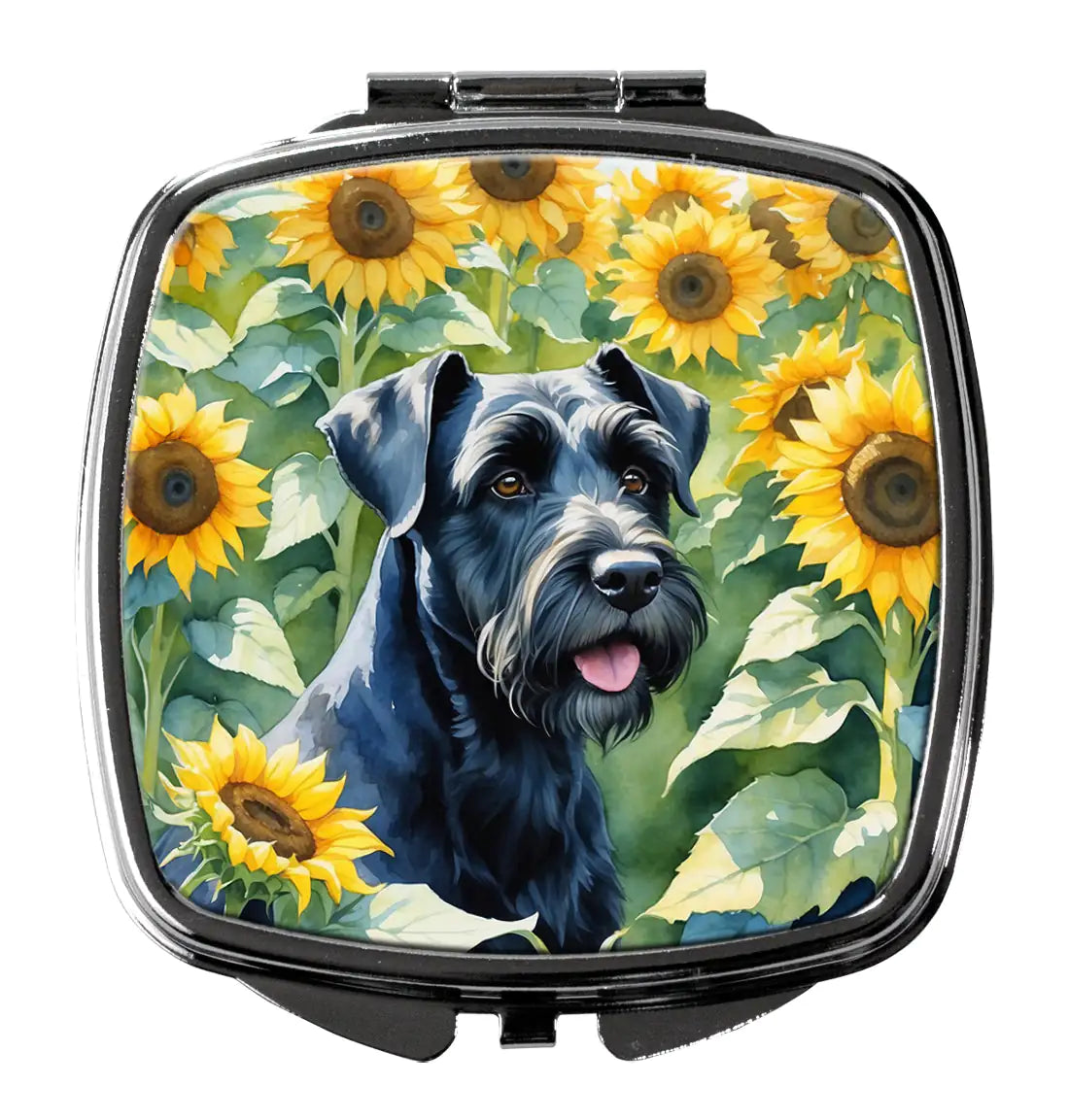 Giant Schnauzer in Sunflowers Compact Mirror