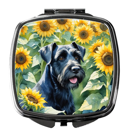 Giant Schnauzer in Sunflowers Compact Mirror