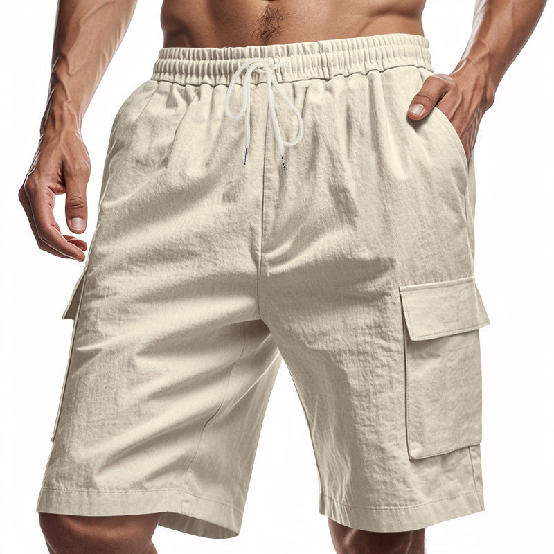 Loose And Leisure Solid Color Linen Drawstring Shorts
