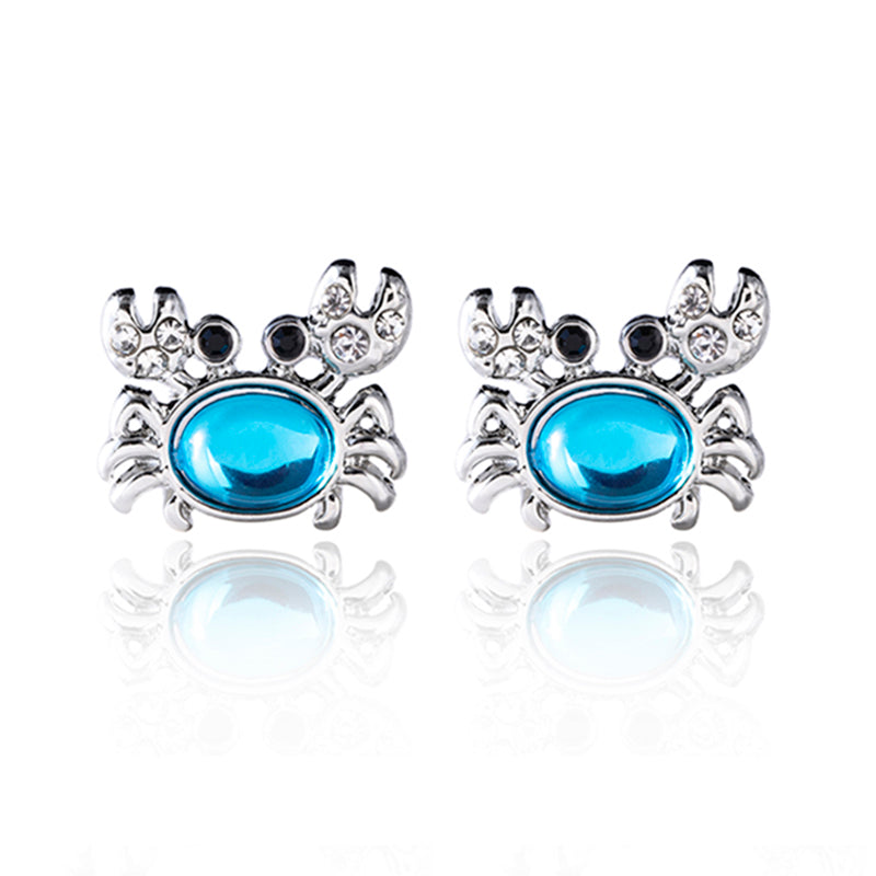 Alloy Gem Crystal Crab Stud Earrings.