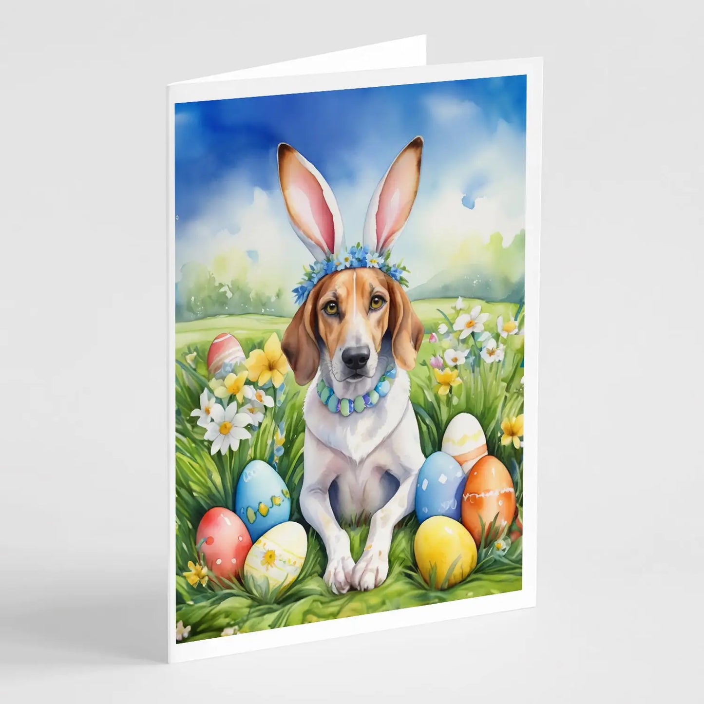 American Foxhound Easter Egg Hunt Greeting Cards Pack of 8