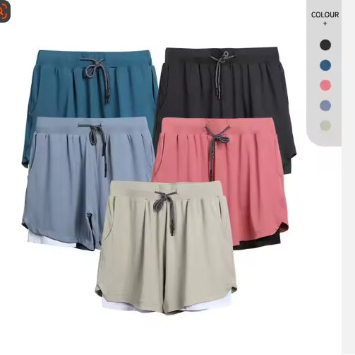Gym Clothing Men Quick Dry 2 In 1 Men Polyester Spandex Breathable Liner Running Fitness Shorts