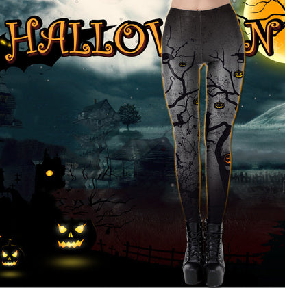Women's Halloween Pumpkin Head Print Leggings