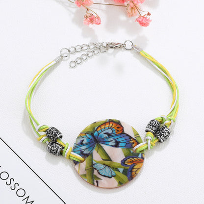 Fashion Jewelry Set Leather Necklace Earrings