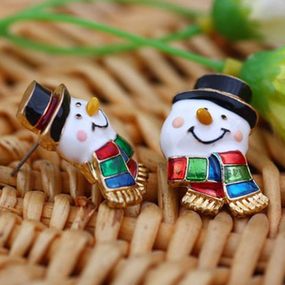 Enamel Snowman Earrings Women's Ear Ornaments Christmas Gifts