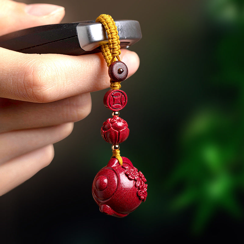 Fashionable Simple Purple Gold Sand Handle Pot-shaped Keychain