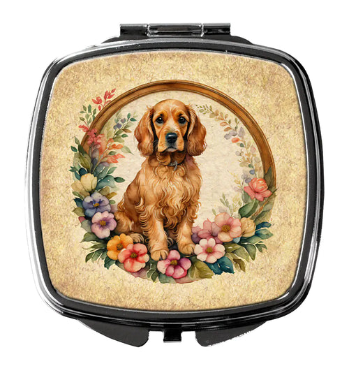 Cocker Spaniel and Flowers Compact Mirror