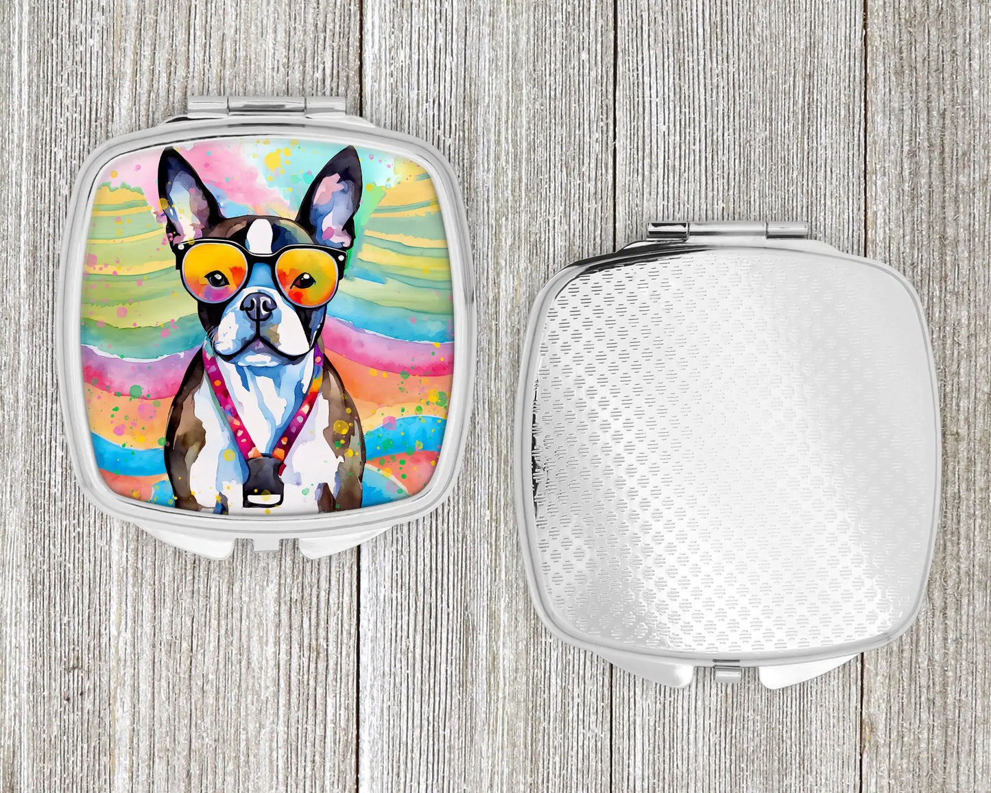 Boston Terrier Hippie Dawg Compact Mirror