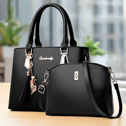 Fashionable Women's PU Handbag and Crossbody Purse Set
