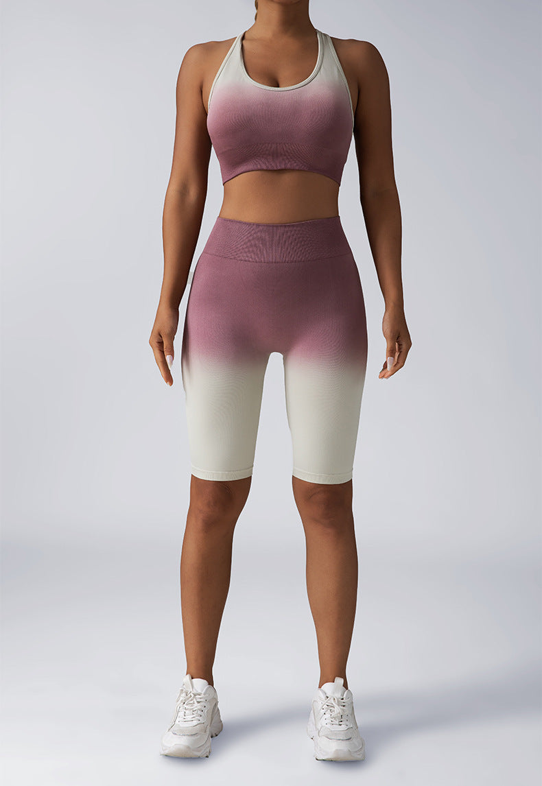 Workout 2 Piece Seamless Crop Tank Shorts Outfits For Women Seamless Sport Bra High Waist Yoga Leggings Sets