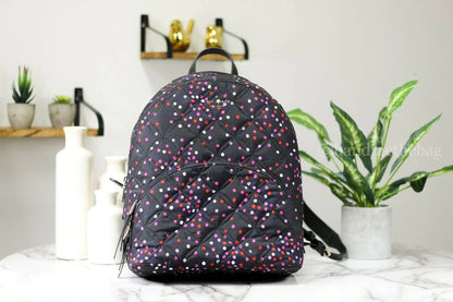 Kate Spade Karissa Large Nylon Quilted Festive Backpack Bundle