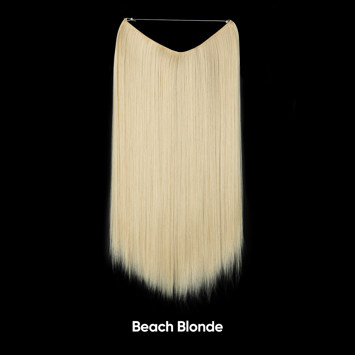 Straight beach-blonde hair extension, one-piece adjustable invisible fishline.