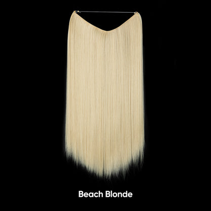 Straight beach-blonde hair extension, one-piece adjustable invisible fishline.