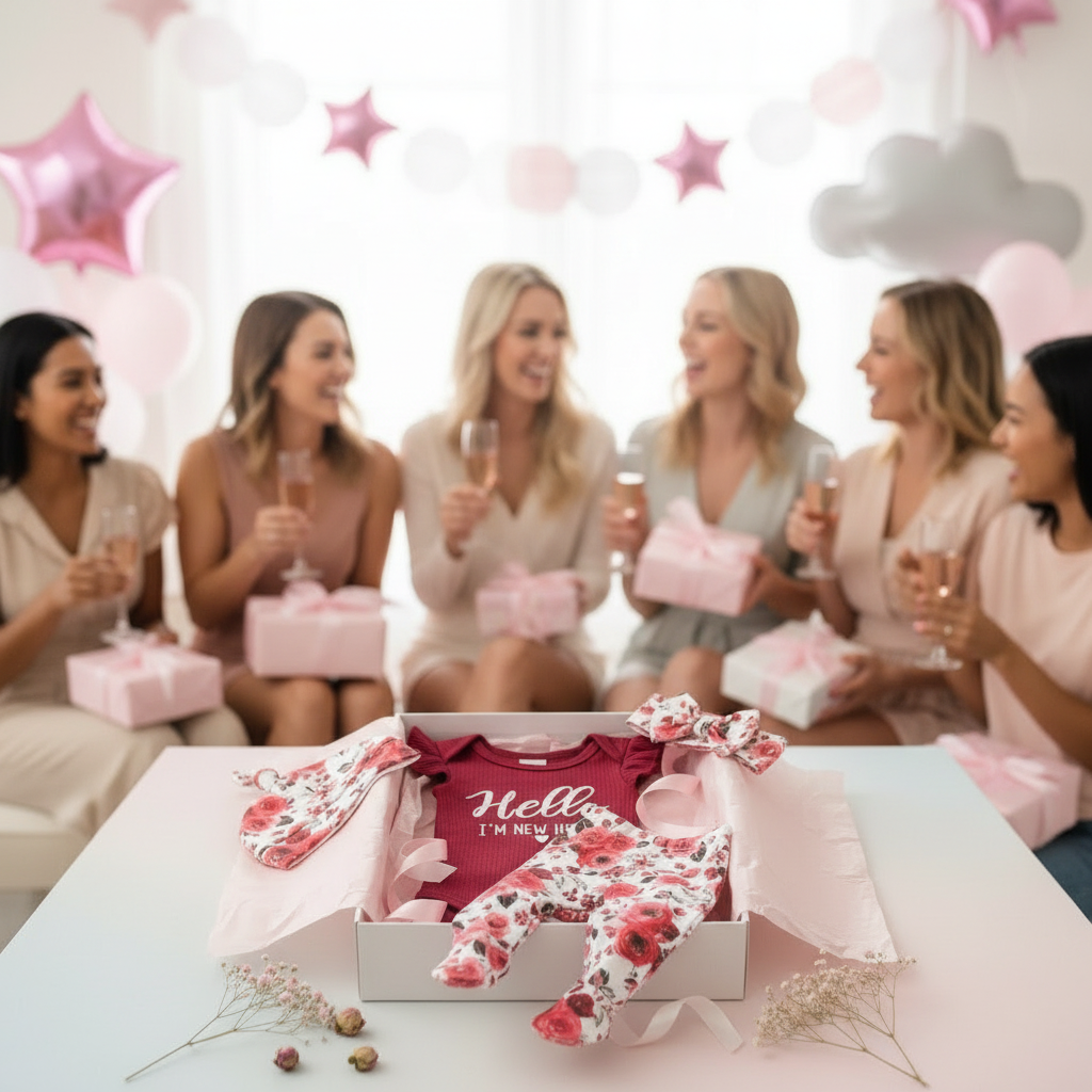 Newborn Baby Girl 'Hello I'm New Here' Romper Set Includes Floral Pants, Hat, Headband, & Coming Home Outfit