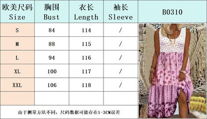 Women's Bohemian Floral Sleeveless Midi Dress Round Neck A-Line Summer For Casual Or Dressy Occasions
