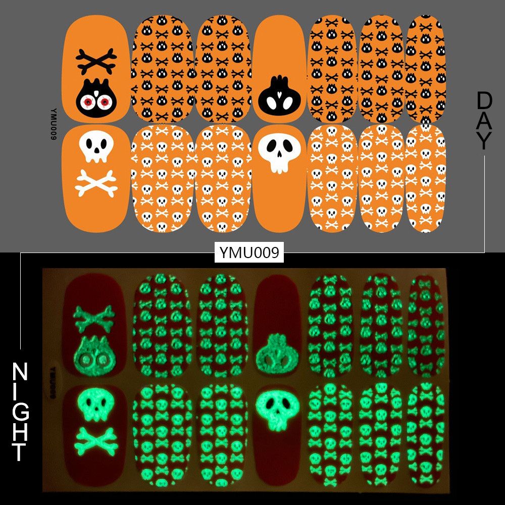 Luminous Halloween Skull Graffiti Sticker Set Of 12