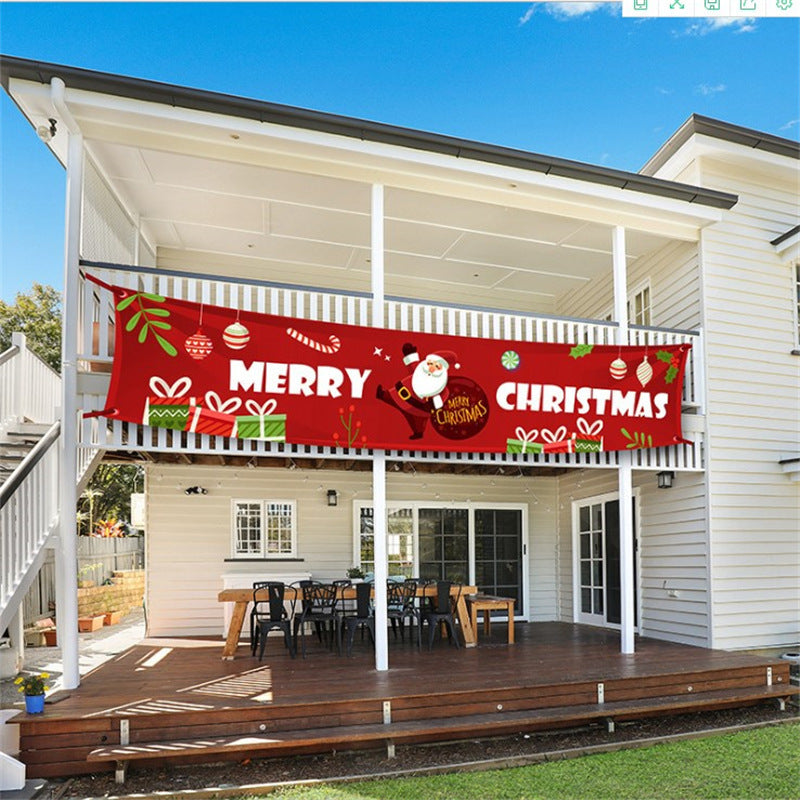 Christmas couplets curtains pull hanging flags window