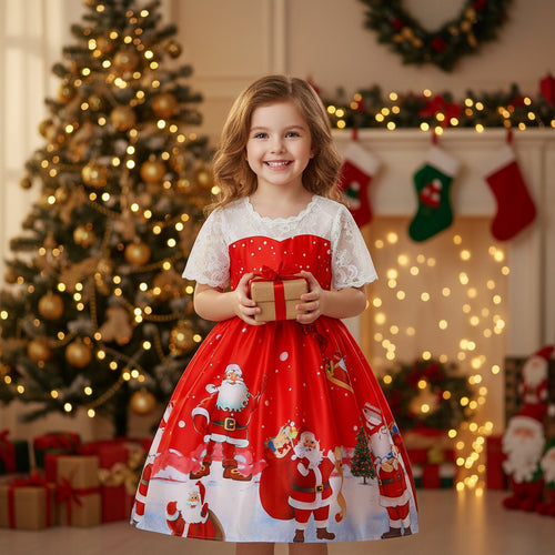 Girls print princess dress