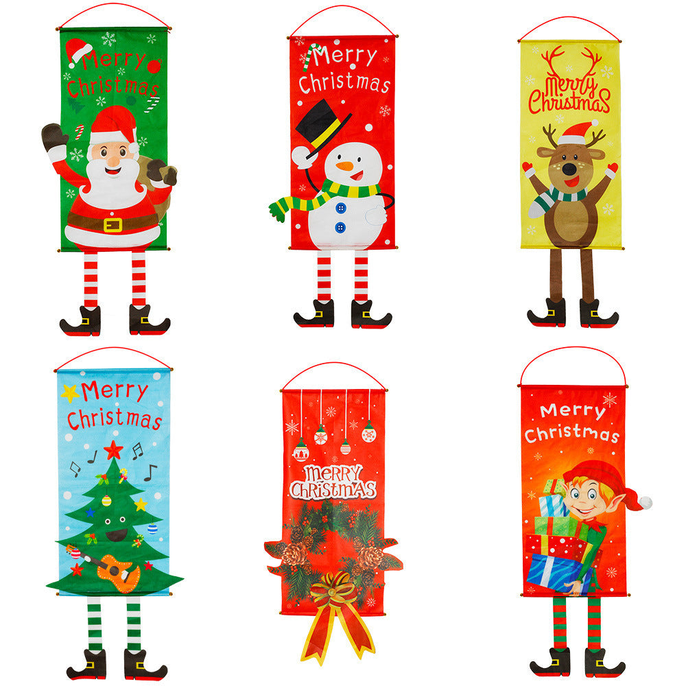 Christmas couplets curtains pull hanging flags window