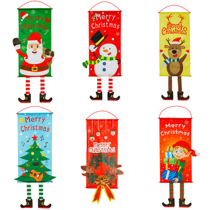Christmas couplets curtains pull hanging flags window