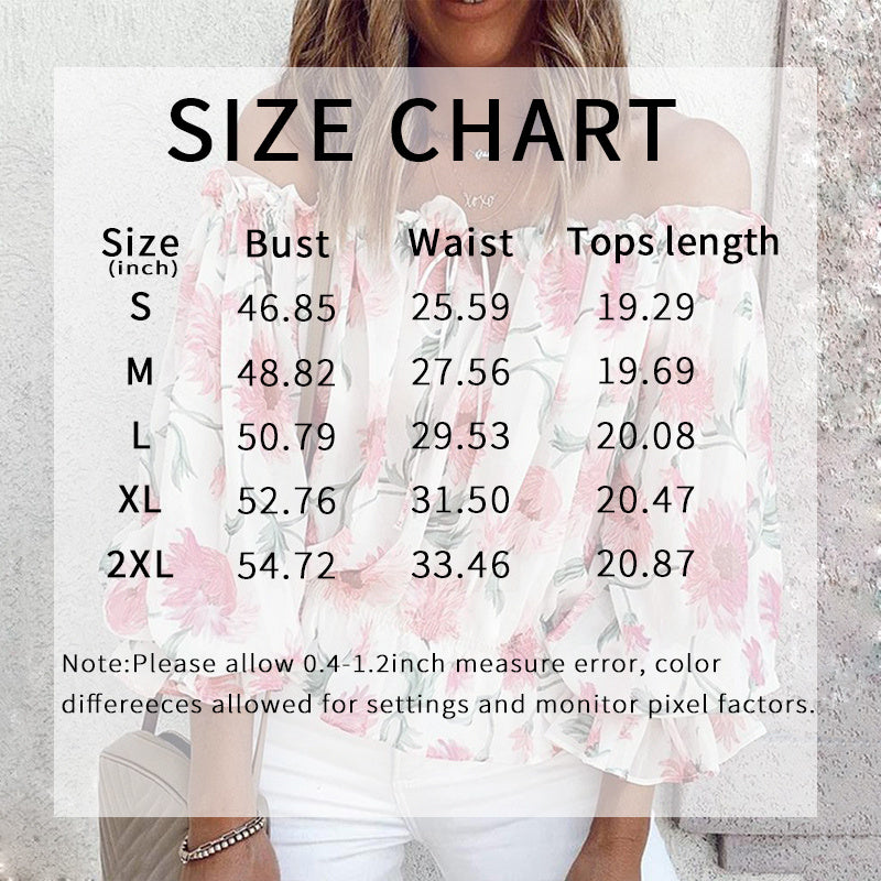 Womens Summer Off Shoulder Blouse Floral Print Ruffle Sleeve Casual Chiffon Tops Shirts